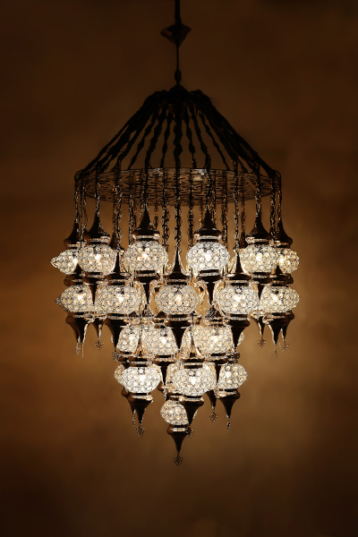 25in1 Luxurious Silver Design Crystal Stony Chandeliers